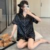 Ice Silk Pajamas Women'S Summer Black Love Pure Desire Short-Sleeved Loungewear Can Be Worn Outside Fashion Suit