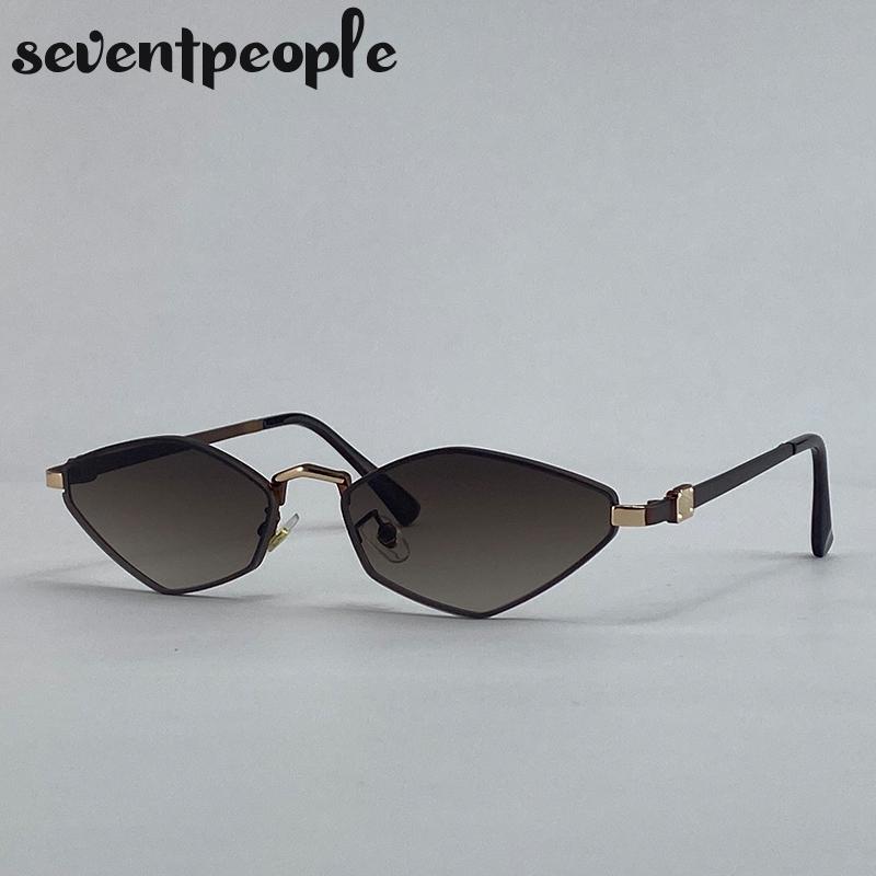 Y2K Punk Small Frame Polygon Sunglasses Women  Luxury Brand Vintage Cat Eye Sunglass Trendy Hexagon Shades For Ladies UV400