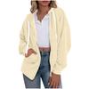 Women's Fashionable Solid Color Long Sleeved Hooded Sweatshirt With Loose Zipper Pocket Jacket