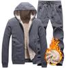 Men Set Warm Thick Hooded Jacket Pants 2PC Sets Men Lamb Cashmere Hoodies Zipper Tracksuit Man Sports Suit