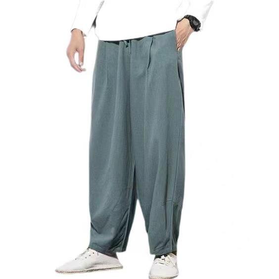 Ropa para hombre, nueva ropa de verano, ropa de calle informal japonesa, pantalones holgados de lino y algodón Harajuku, pantalones bombachos de gran tamaño para hombre, M-5XL