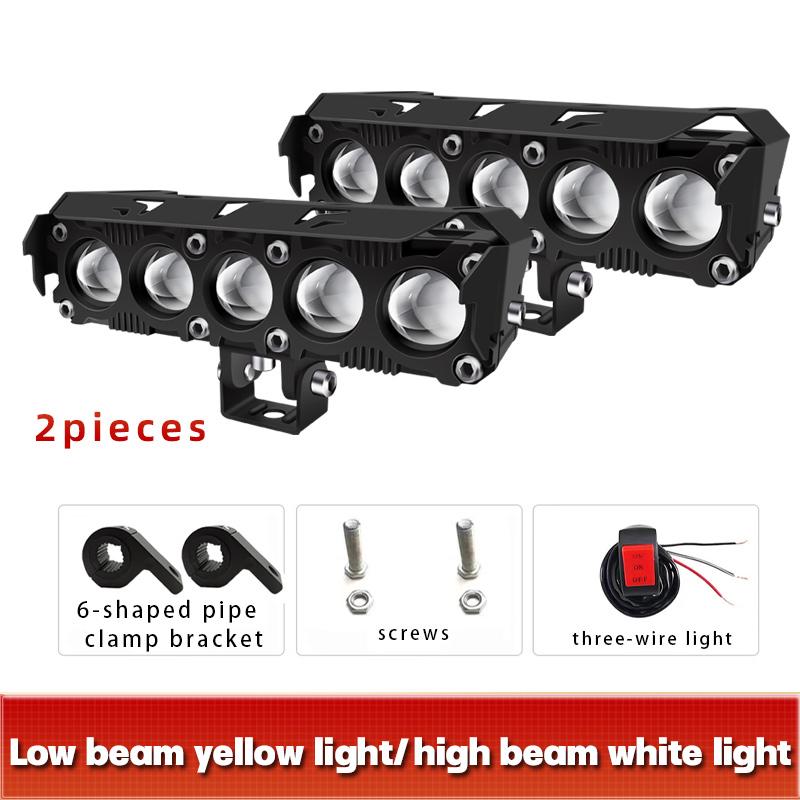 5-Linsen-Motorrad-LED-Scheinwerfer, zweifarbig, Fern-/Abblendlicht, Nebelscheinwerfer mit Lüfter für PKW, LKW, SUV, UTV, 12 V, 24 V, Mini-Linsen-Scheinwerfer, Fahrlichter