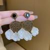 Silver needle French retro flower pearl fringed earrings personality sweet temperament stud earrings women