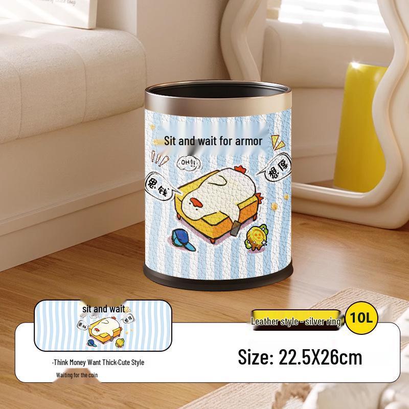 He Mu Cheng Double Layer Cartoon Stainless Steel Trash Can with Foot Pedal - Living Room & Kitchen
