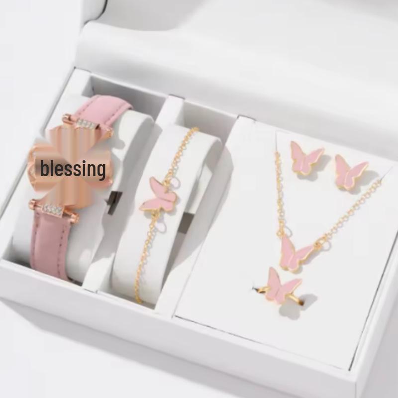 2024 TEUM Korean Style Leather Ladies Quartz Watch with Rhinestone Jewelry