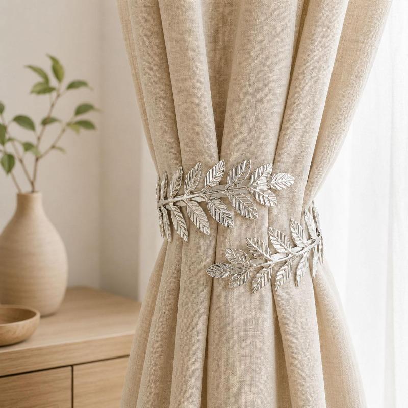 Metal Curtain Tiebacks Creative Leaf Shape Curtains Tie Holder Adjustable Curtain Clip Decorative Drapes Curtain Pull Hook