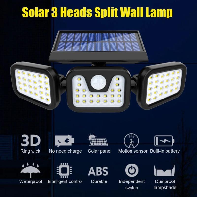 LED Solar Lights Motion Sensor Lights 3 Modes Outdoor Waterproof Sunlight Solar Powered Street Light Wall Lamp Garage Lighting