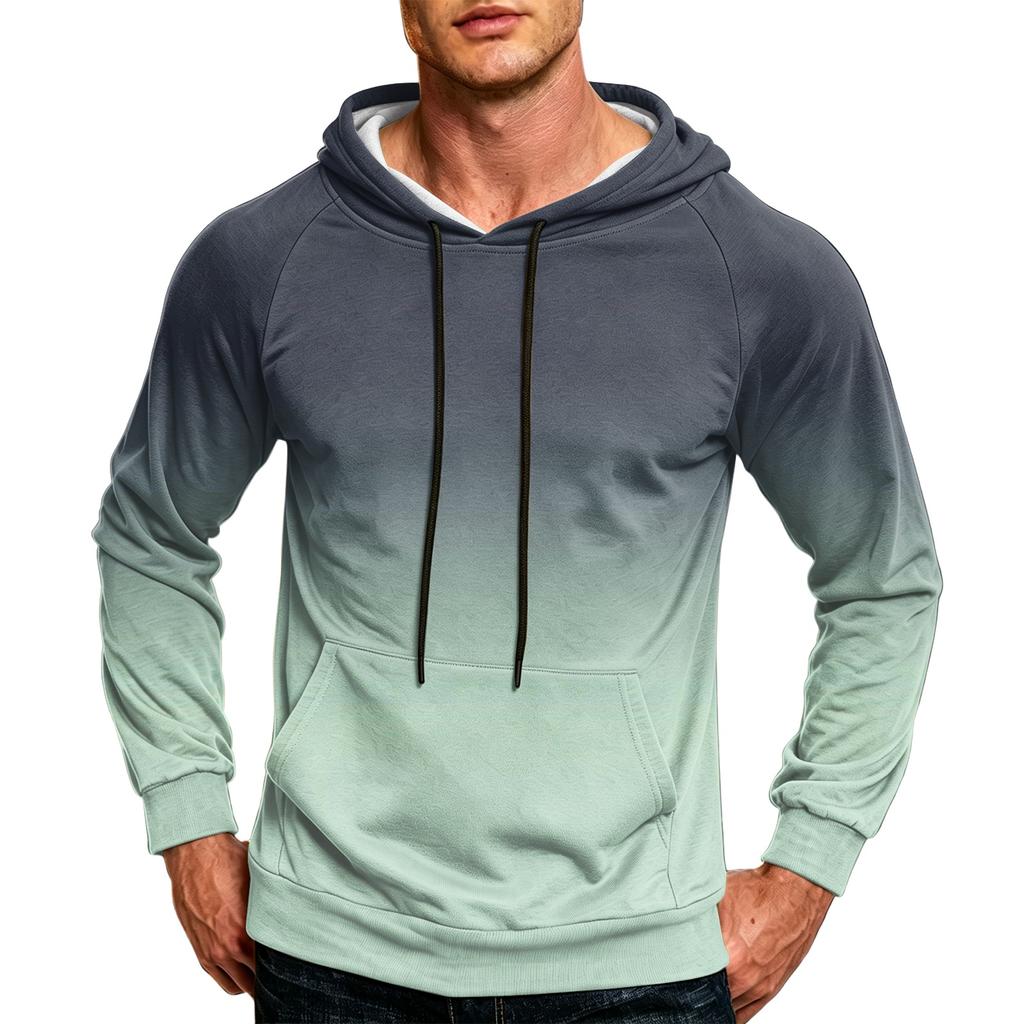 Men's Color Loose Fit Casual Hoodie with Pocket and Drawstring