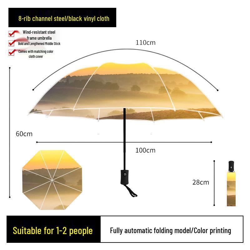 

Пользовательский трехслойный зонт двойного назначения с логотипом, напечатанным по всей поверхности, для защиты от солнца и дождя