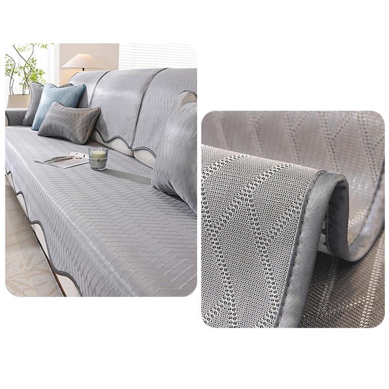 Summer Ice Silk Sofa Cover Minimalist High-End Cat Scratch Resistant Non-Slip Sofa Cushion Mat Cool Seat Footrest Chaise Lounge Protector