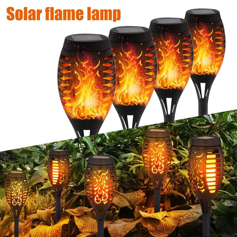 

4 шт. светодиодных уличных фонарика на солнечных батареях, водонепроницаемые, садовые дорожки, двор, патио, мерцающие танцующие пламенные лампы, освещение газона теплый белый