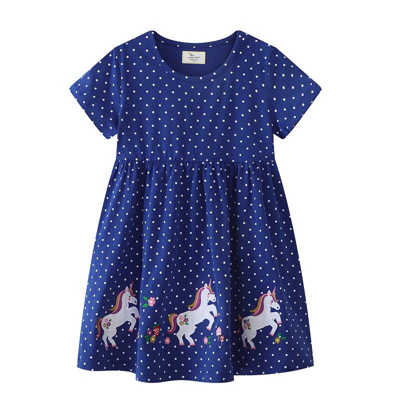 Unicorn Princess Short Sleeve Cotton Dress for Girls - Summer Wear