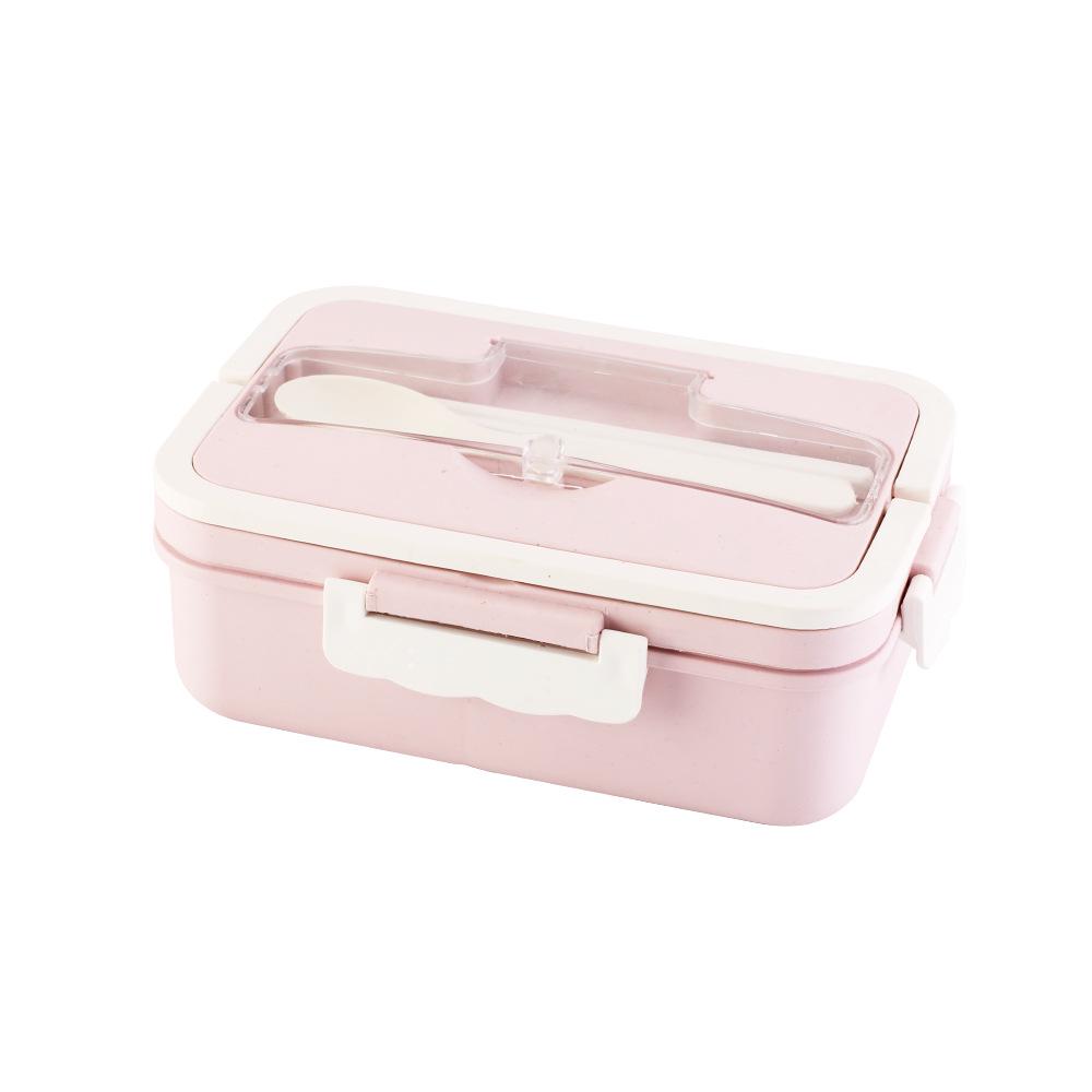 Wheat Straw Lunch Box Set - Microwave Safe & Sealed for Students and Office Workers