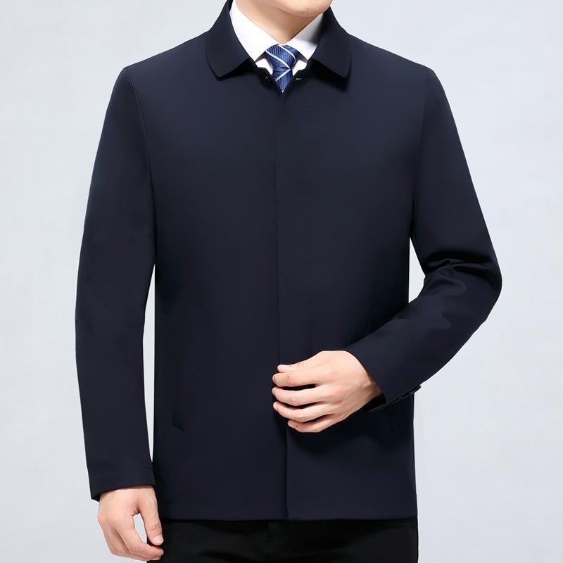High-end Men's Mulberry Silk Jacket, Middle-aged Business Casual Spring and Autumn Lapel Jacket, High-end Dad Button Jacket