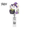 Rotating Badge Reel Halloween Retractable Reel, Ghost Black Cat And Pumpkin Design, Nurse Clip 360 Degree Acrylic ID Holder for Nurses Office