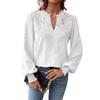 Fashion V-neck Lace Solid Color Long-sleeved Casual T-shirt Women's Top