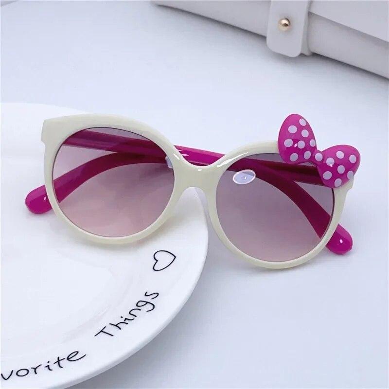 Sunglasses Girls Boys Shiny Bowknot Sun Glasses Lovely Cat Children Eyewear Fashion Gradient Eyeglasses UV400