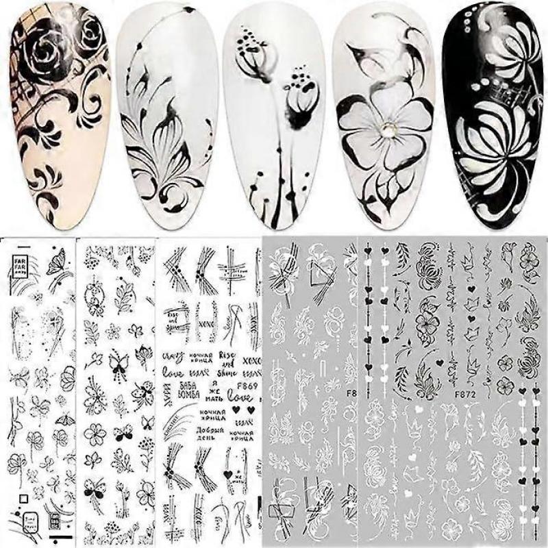 Flowers Nail Stickers Nail Art 10 Sheets Self Adhesive Nail Stickers Deco Ongle Nail Art Design Mani