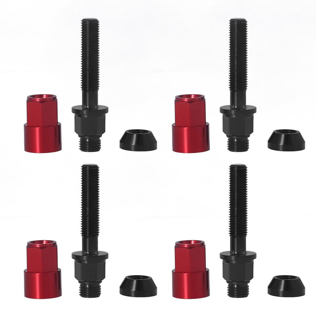20 Pcs Taper Cone Lug Bolts Aluminum Alloy M12x1.5 Conical Seat Wheel Lug Bolts with Cap Red