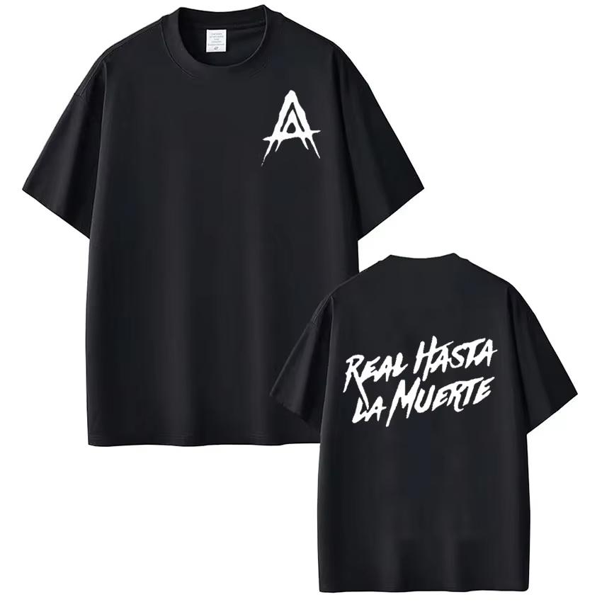 Rapper Anuel AA Real Hasta La Muerte T-Shirt Harajuku Mode Kurzarm T-Shirt Herren Damen HipHop Punk Baumwolle Sport Oberteil