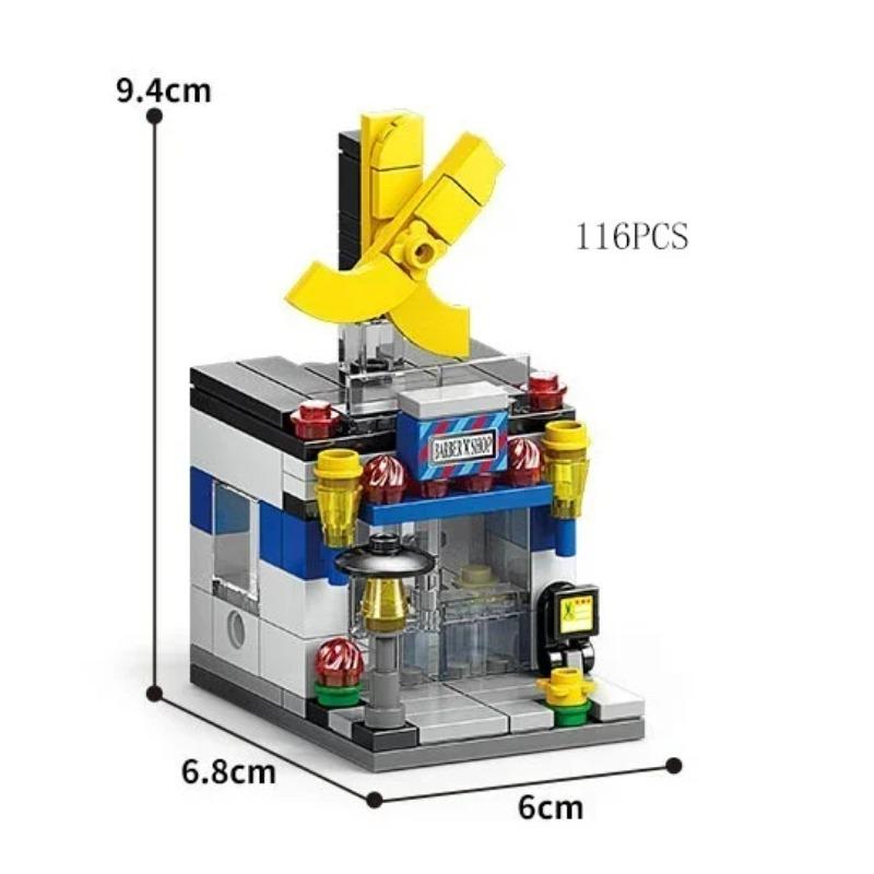 City Mini Shop Supermarket Street View Model Building Blocks Hamburger Restaurant Retail Store Bricks Architecture Friend Girl