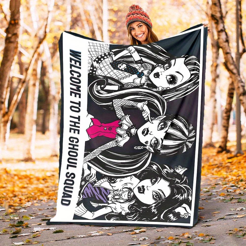 1pc Monster High Ghoul Squad Theme Design Flannel Blanket Soft Warm , All-Season Lightweight Throw for Camping Travel Bed, Gift for Christmas, -29