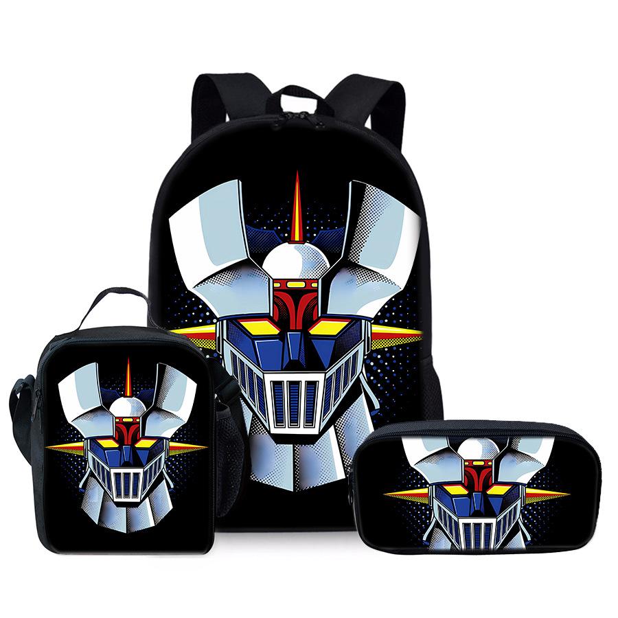Classic Popular Novelty robot 3D Print 3pcs/Set Student School Bags Laptop Daypack Backpack Crossbody Lunch bag Pencil Case