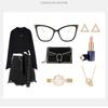 Metal Leg Eyeglass Glasses Vintage Plain Glasses Female Personality Large Frame Simple Cat's Eye Frame