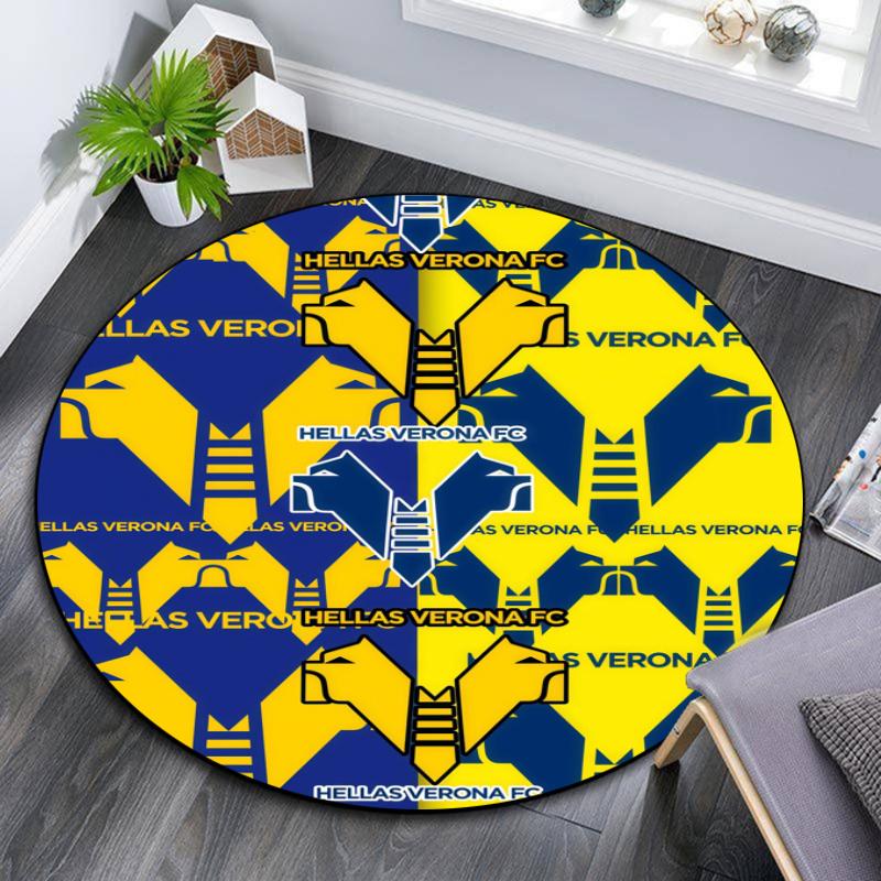 Hellas Verona FC pattern round rug,Carpet Rug for Living Room Bedroom Playroom ,Non-slip Floor Mat,Holiday Gifts and Birthday Gifts.