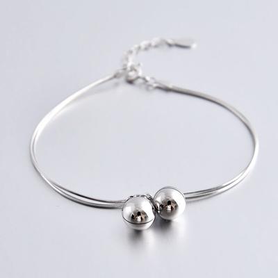 S925 Sterling Silver Bells Bracelet Simple Charm Fine Bracelet Women Fashion Jewelry Birthday S-B69