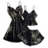 Suspender Women's Four-season Loungewear Lace-up Nightgown Nightdress Two-piece Set, Thin Outer Wear Medium and Long Pajama Set