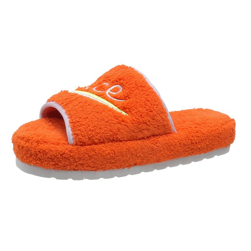 Women Thick Fluffy Faux Fur Slippers Soft Cotton Slippers Fashion Home Bedroom Warm Love Plush Slides Fashion Indoor Floater