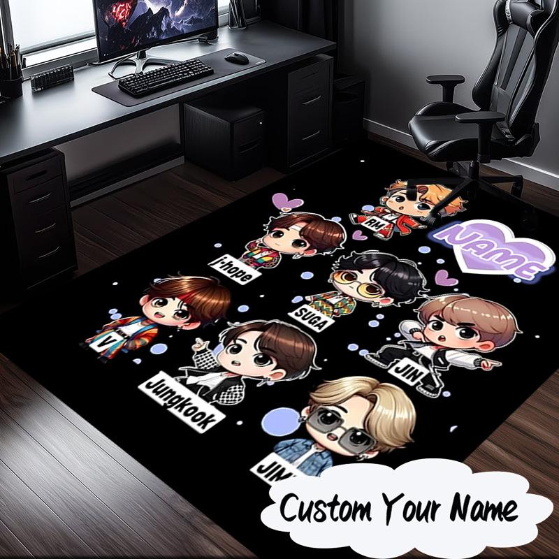 Custom Name Music Friends K-pop Carpet, Chair Rug,Area Rug for Office Bedroom living rooms bedroom, Doormat decor Christmas fan gifts
