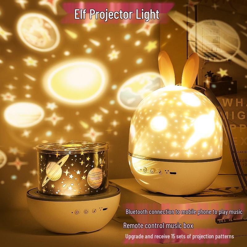 Starry Sky Projector: Bluetooth Music Night Light for Kids, Ideal for Children s Day & Christmas Gifts. Plug-in Rabbit, 6 Sets