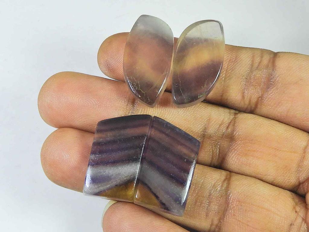 24-27MM Fluorite Matched Pair 2Pcs Fancy Cabochon Crytsal for Earring Making SK-3678