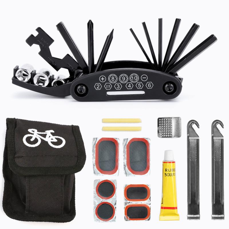 Bicycle Repair Kit 16 In 1 Multitool Set For Mountain And Road Bike Maintenance