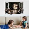 Halloween 3D Window Zombie Mummy Spider Wall Sticker Living Room Bedroom Decorative Painting