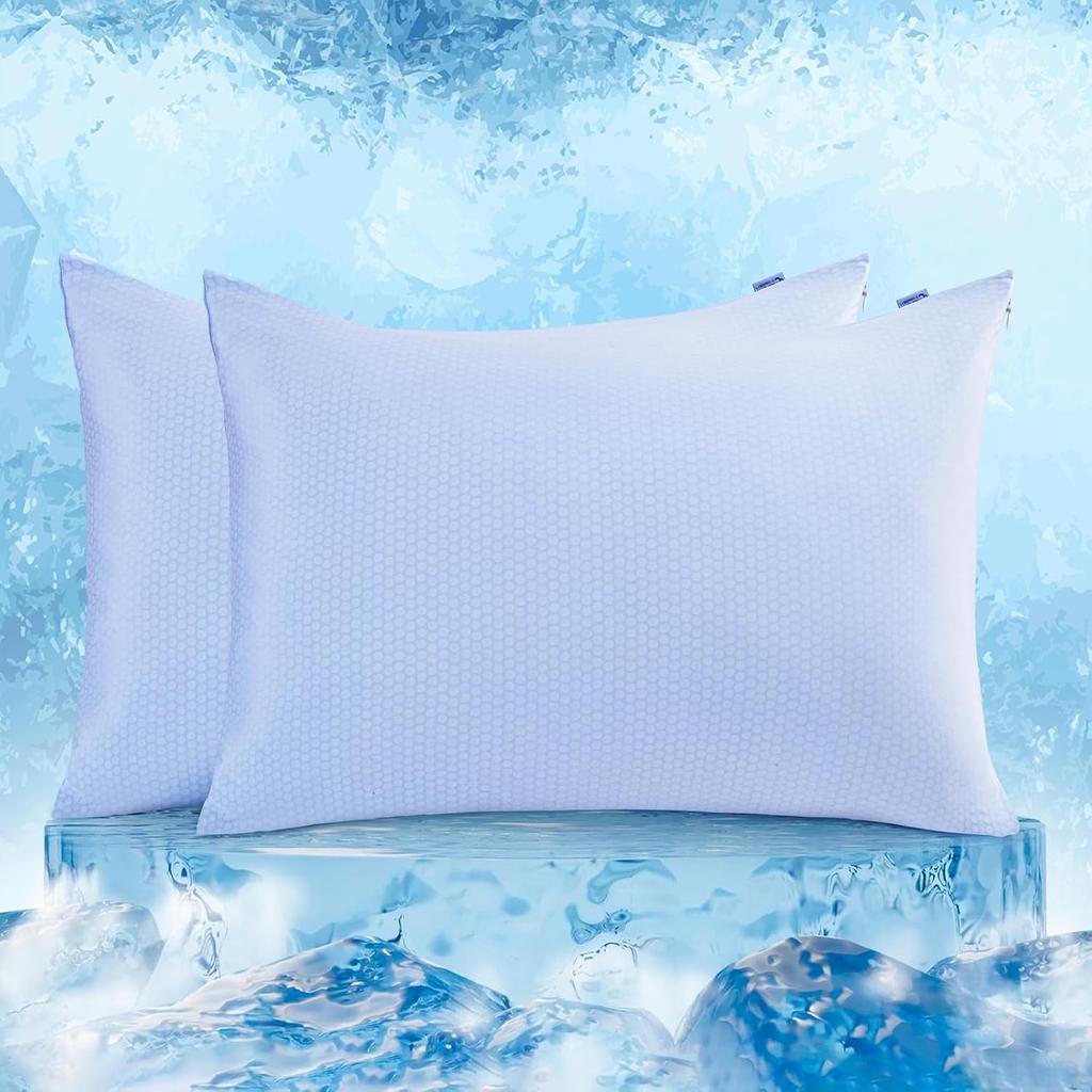 LUXEAR PCM Cooling Pillow Cases, 2 Pack Arc-Chill Q-Max>0.5 Ultra Cool Pillowcases with PCM Print Wick Moisture, Hidden Zipper Cold Pillow Protector