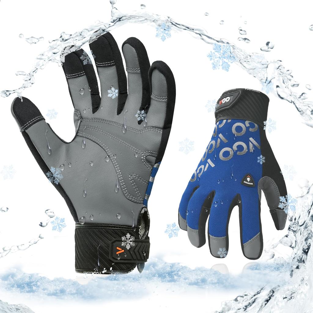Waterproof and Gloves for or 3D Sheepskin Leather Work Light Duty Mechanic Gloves GA9604FLWP [Vgo...] Cold-Weather -20°C -4°F, Gloves, Flexible,