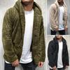 Autumn and Winter Men's Hooded Solid Color Fleece Jacket Men's Clothing