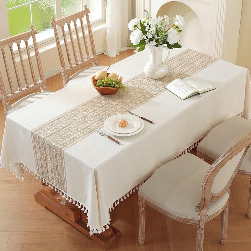 New Nordic Ins Style Fabric Tablecloth Cotton And Linen Table Cloth Christmas Tassel Table Mat Spot 90*90cm