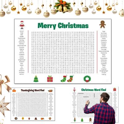 Poster-Size Word Search Thanksgiving Christmas Word Find Poster Giant 36"X22" Wall Game for Family Holiday Party Activity