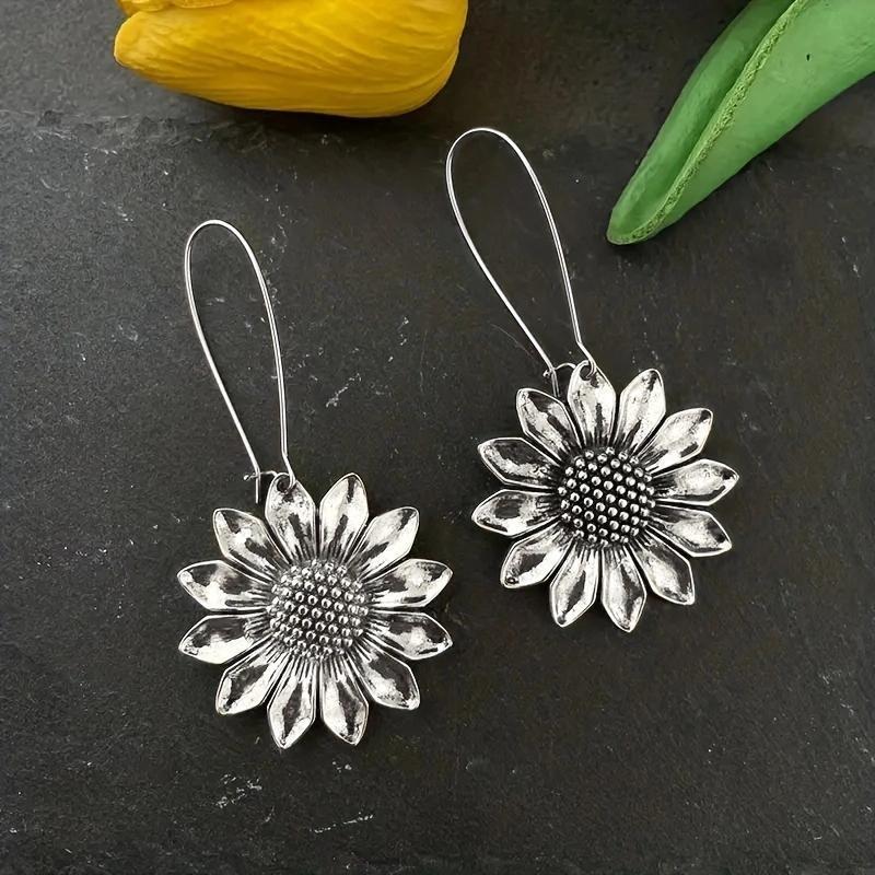 Bohemian Style Fashion Sunflower Drop Earrings for Women Engagement Weddings Flower Dangle Earrings