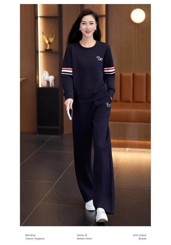 Women's Spring-Autumn 2026 Fashion: Loose Round Neck Hoodie and Casual Running Suit Set