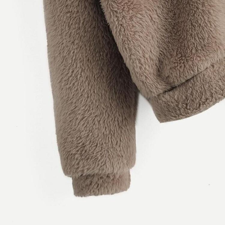 Women Cozy Fleece Pullover Hoodie Long Sleeve Plush Sweatshirt Warm Bear Ear Teddy Hooded