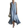 Women's Long Denim Dress Casual Loose Sleeveless V Neck Maxi Dress