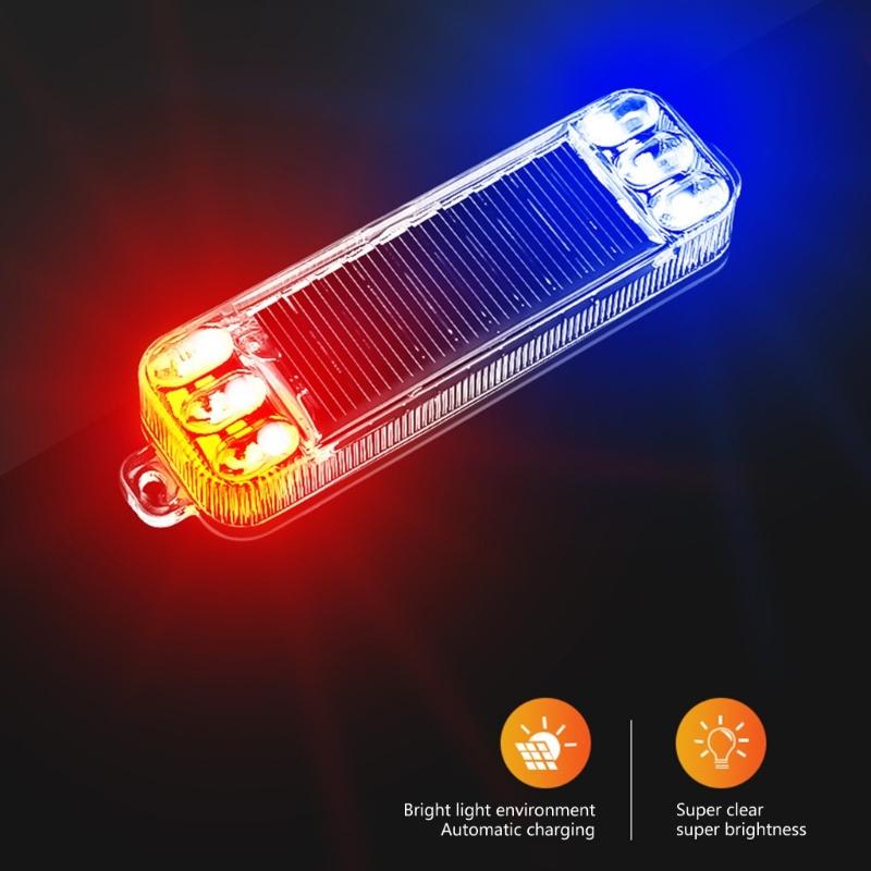 LED Solar Power Car Warning Light Anti Theft Caution Lamp Enhanced Visibility Bike Light Simple Installation for