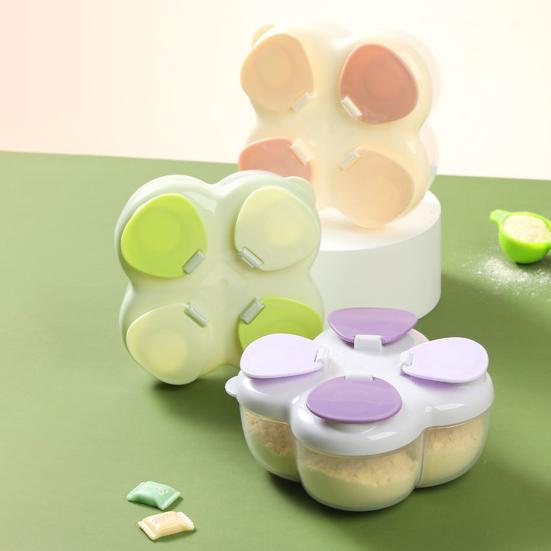 Milk Powder Box Portable Infant Milk Powder Dispenser with 4 Compartments No-Spill Kids Snack