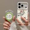 Applicable to Apple 17promax mobile phone case with bracket new iphone16 personalized cartoon polka dot dancing cat