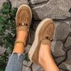 Mocassini da Donna Autunnali Comodi con Zeppa in Canapa, Decorazione Colorata con Perline Boemia, Nappine alla Moda, Scarpe Slip-On in Suede